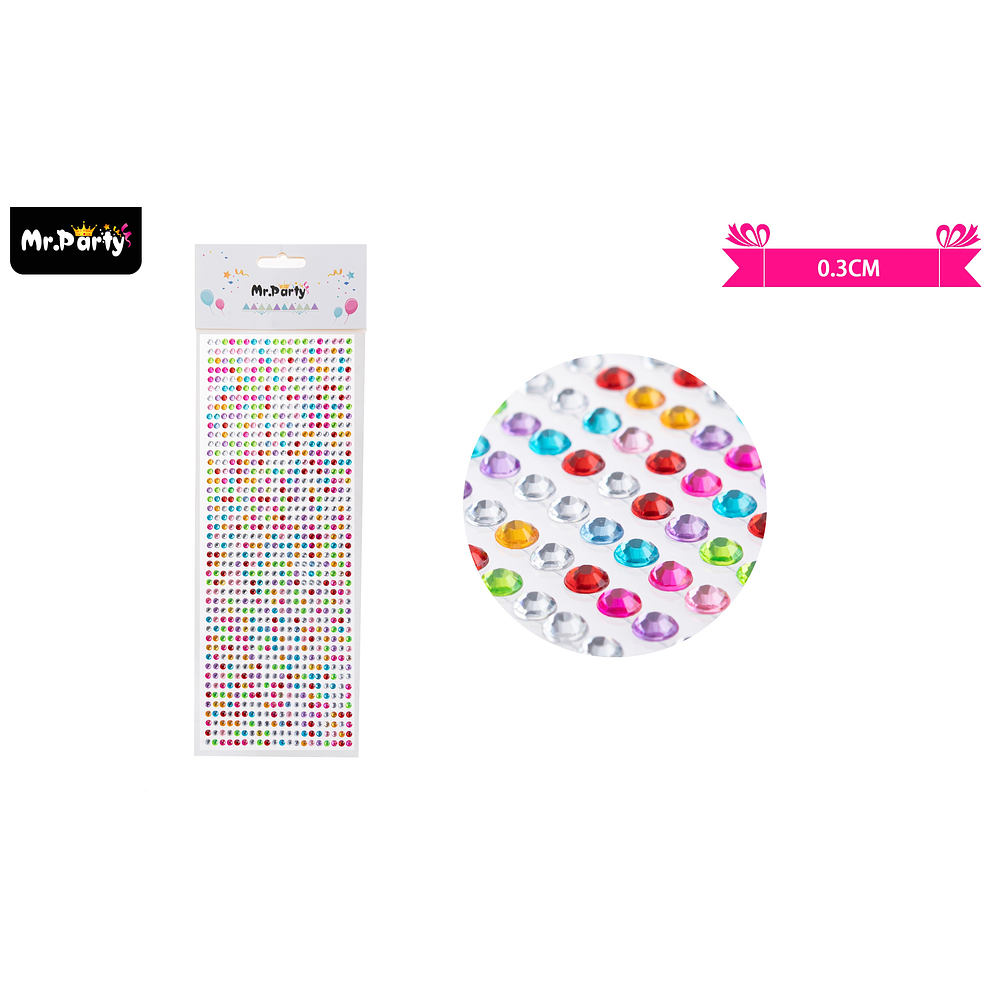 Sticker pegatinas de diamantes multicolor para rostro 0.3cm