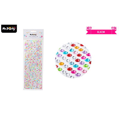 Sticker pegatinas de diamantes multicolor para rostro 0.3cm