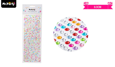 Sticker pegatinas de diamantes multicolor para rostro 0.3cm