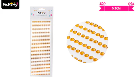 Sticker pegatinas de diamantes dorado para rostro 0.3cm
