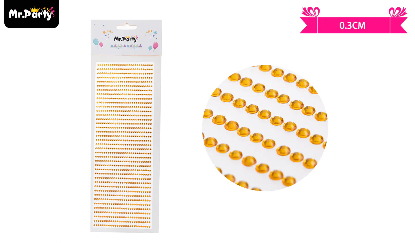 Sticker pegatinas de diamantes dorado para rostro 0.3cm 1