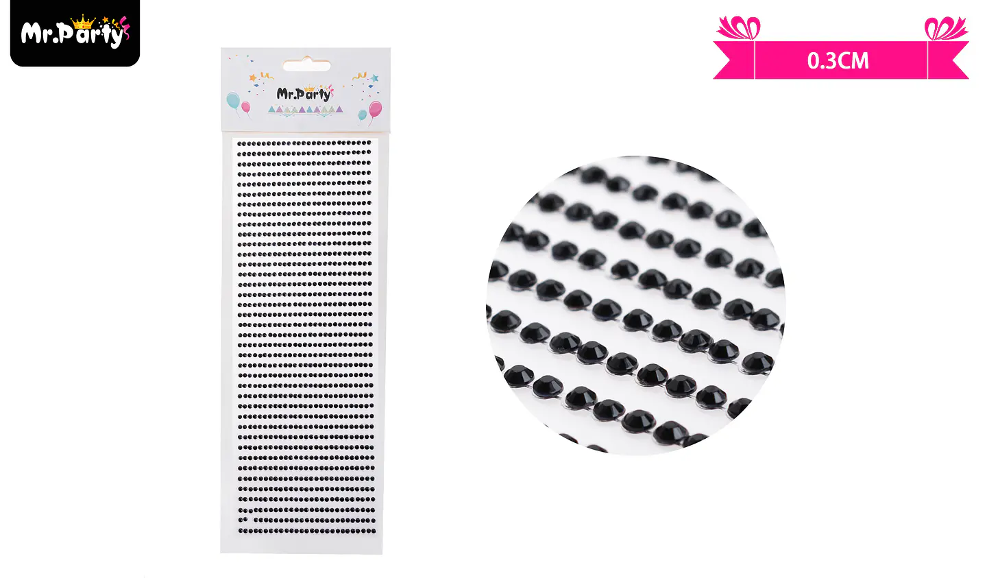Sticker pegatinas de diamantes negro para rostro 0.3cm 1