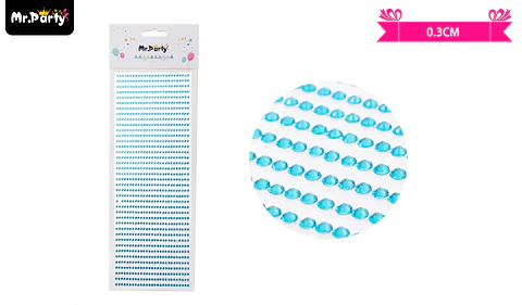 Sticker pegatinas de diamantes celeste para rostro 0.3cm
