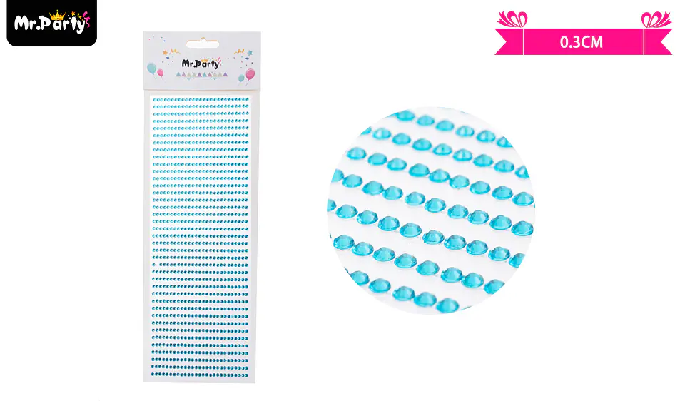 Sticker pegatinas de diamantes celeste para rostro 0.3cm 1