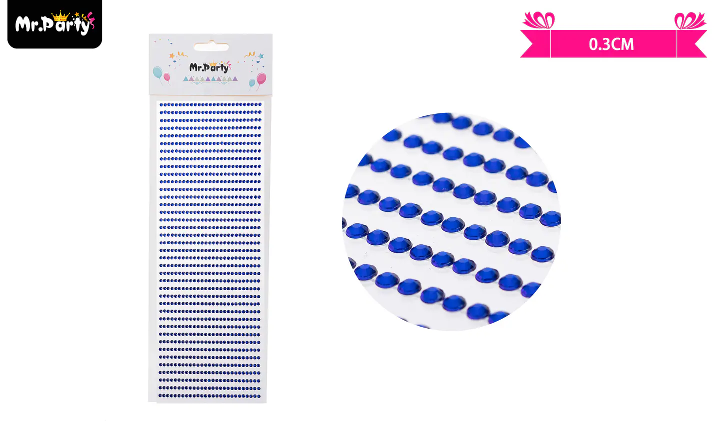 Sticker pegatinas de diamantes azul para rostro 0.3cm 1