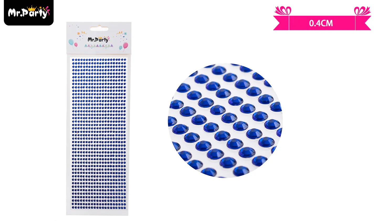 Sticker pegatinas de diamantes azul para rostro 0.4cm 1