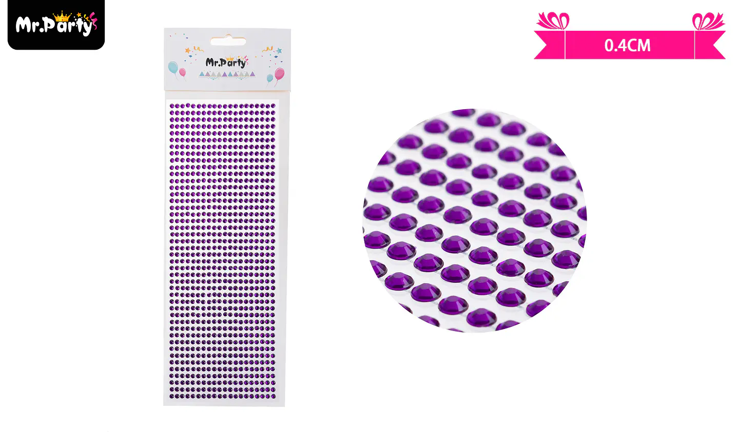 Sticker pegatinas de diamantes morado para rostro 0.4cm 1