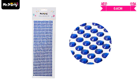 Sticker pegatinas de diamantes azul para rostro 0.6cm