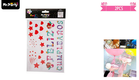 Sticker pegatinas para burbujas feliz cumpleaños 2pcs Color Aleatorio