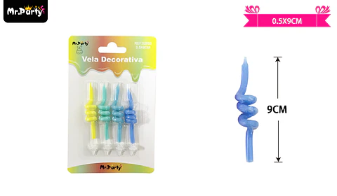 Velas espiral de colores 9cm 4pcs