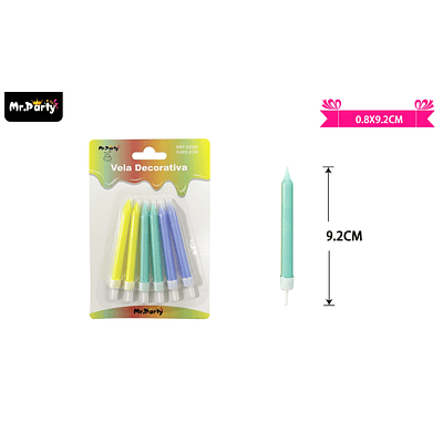 Velas multicolor 9.2cm 6pcs