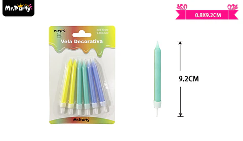 Velas multicolor 9.2cm 6pcs