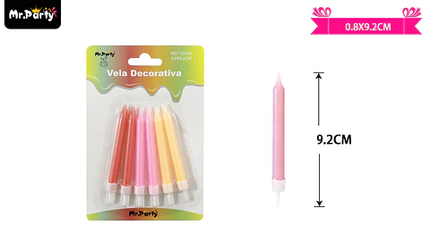 Velas multicolor 9.2cm 6pcs