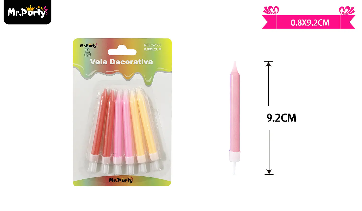 Velas multicolor 9.2cm 6pcs 1