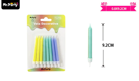 Velas multicolor 9.2cm 6pcs