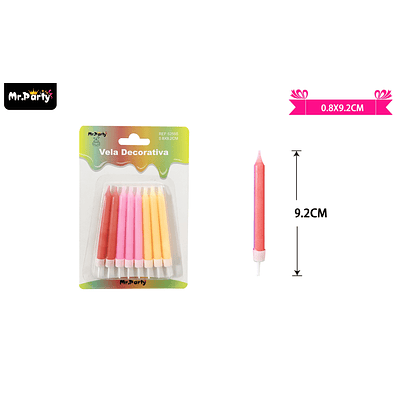 Velas multicolor 9.2cm 6pcs