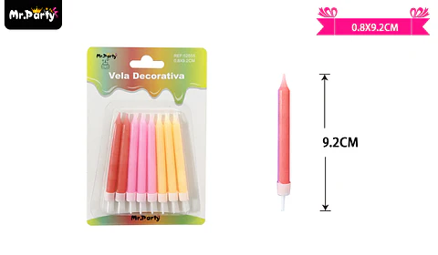 Velas multicolor 9.2cm 6pcs