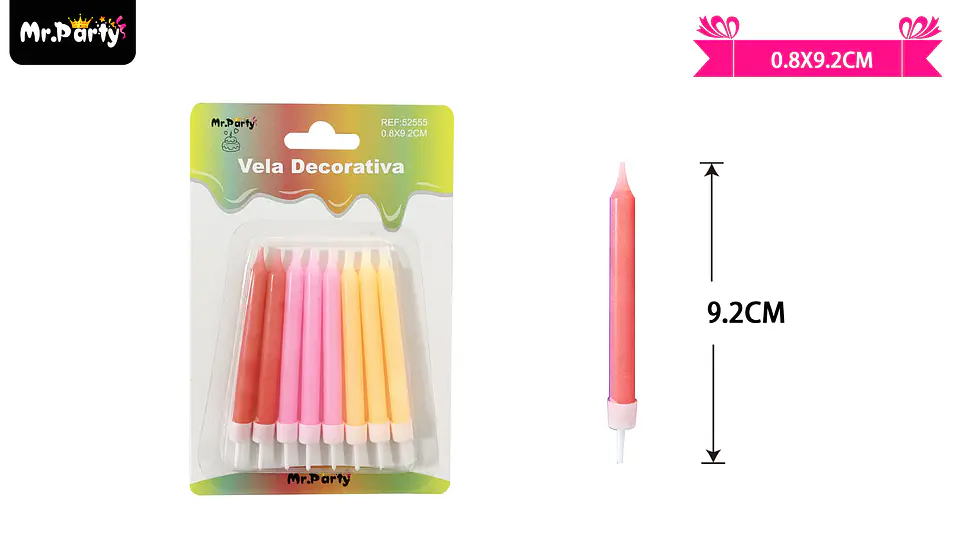 Velas multicolor 9.2cm 6pcs 1