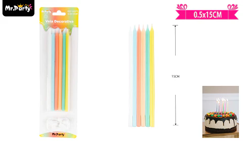 Set de velas multicolor 15cm 6pcs