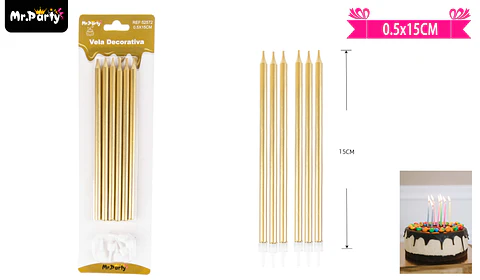 Set de velas dorado 15cm 6pcs