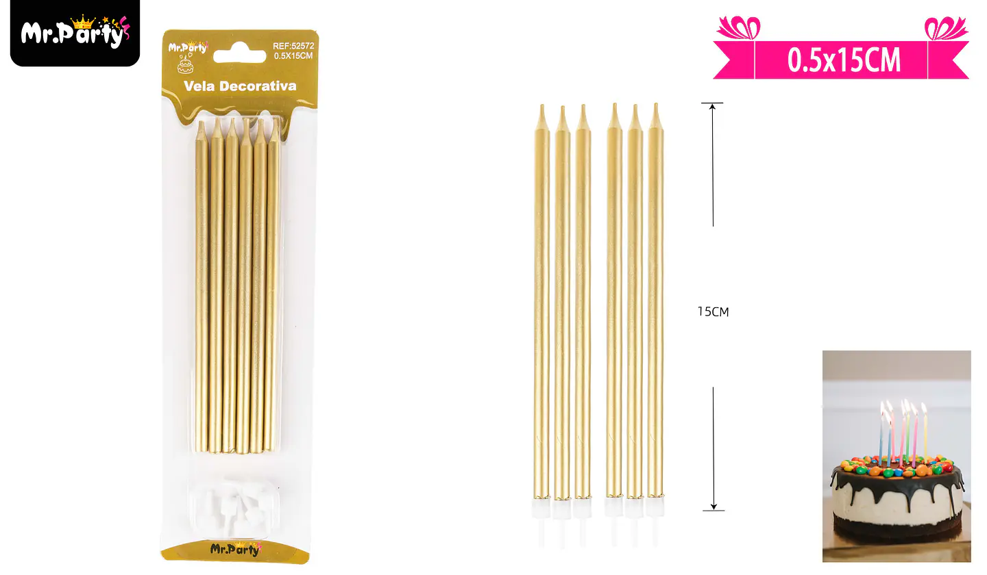Set de velas dorado 15cm 6pcs 1