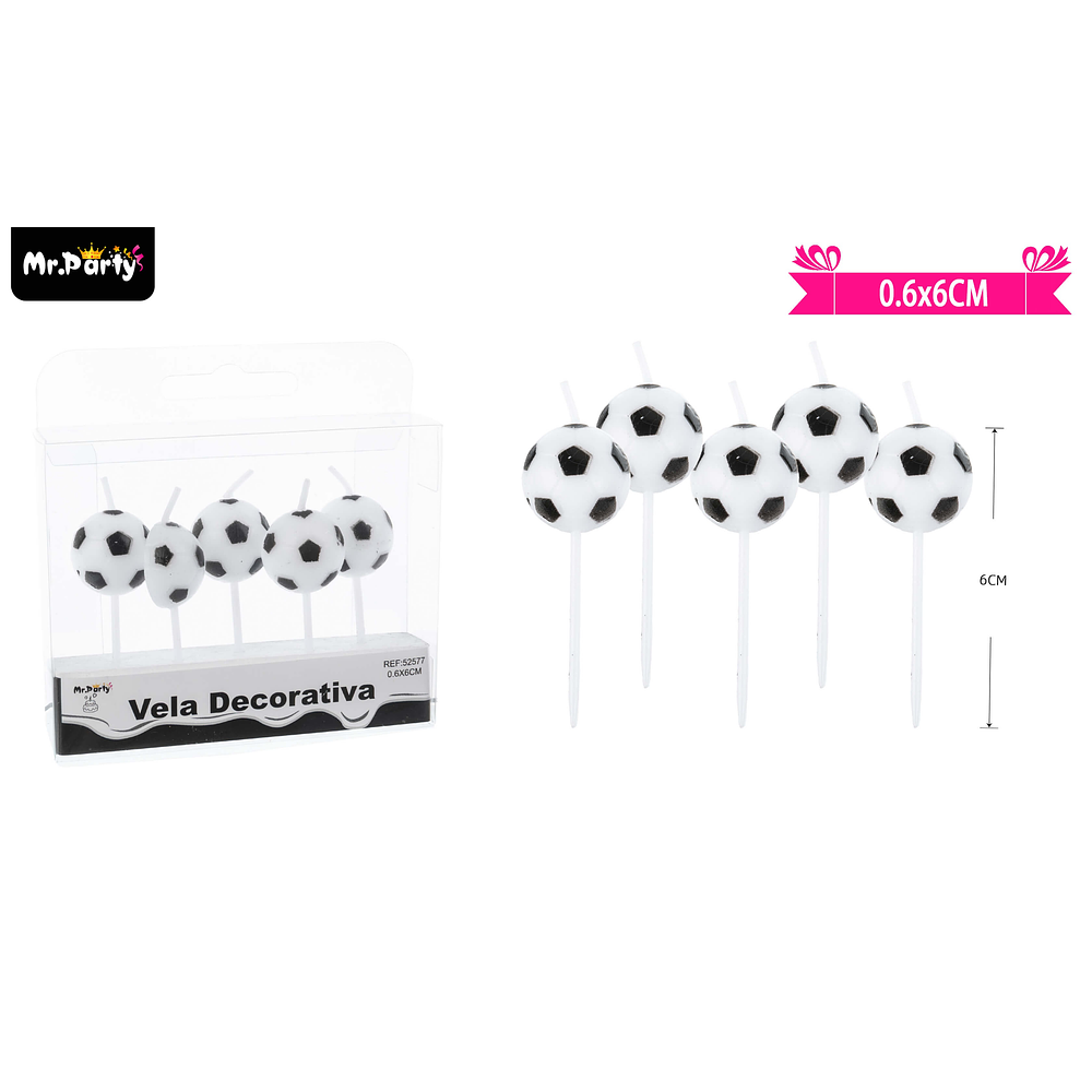 Velas de fútbol 6cm 5pcs