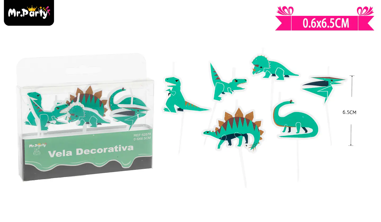 Velas de dinosaurios 6.5cm 6pcs 1