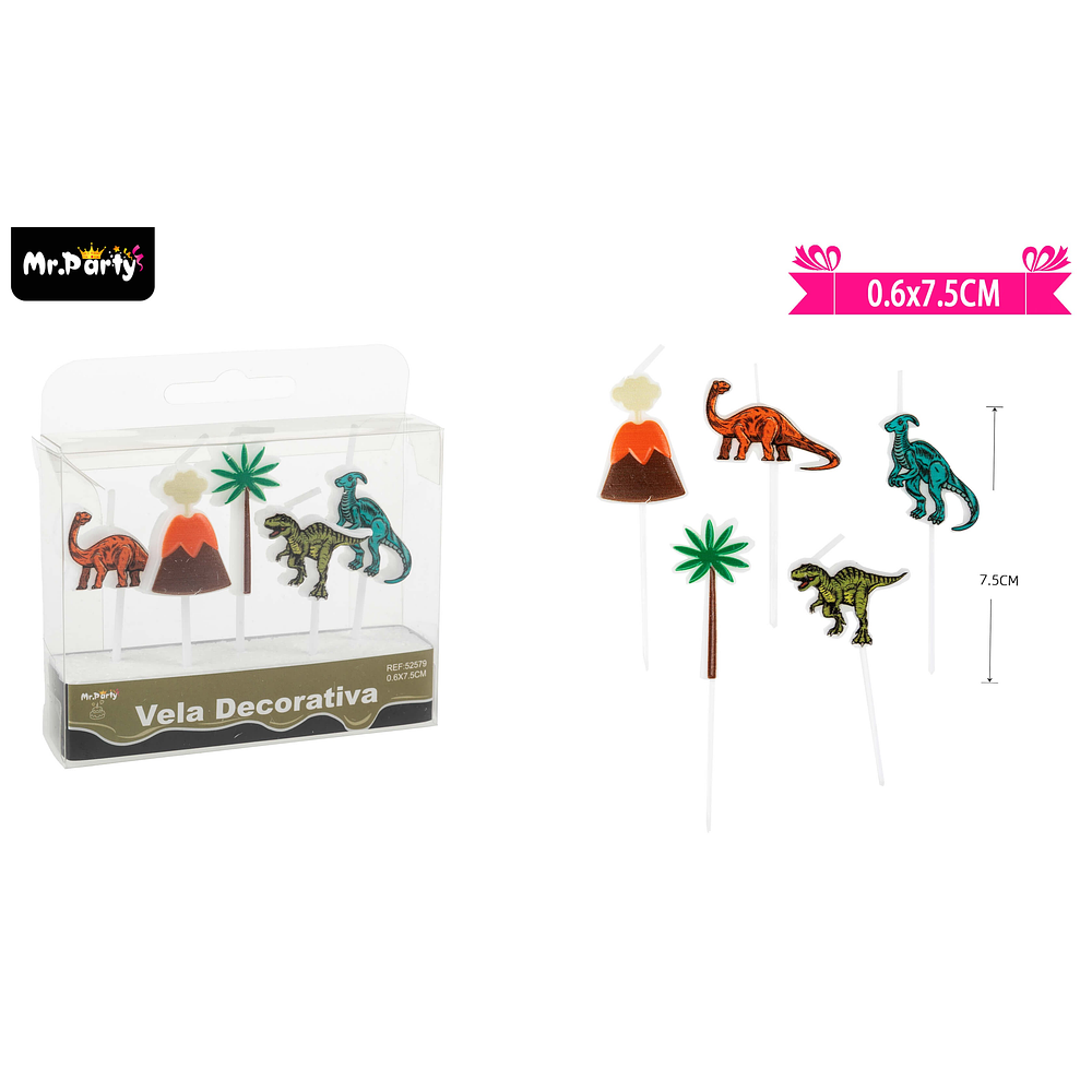 Velas de dinosaurios 7.5cm 5pcs