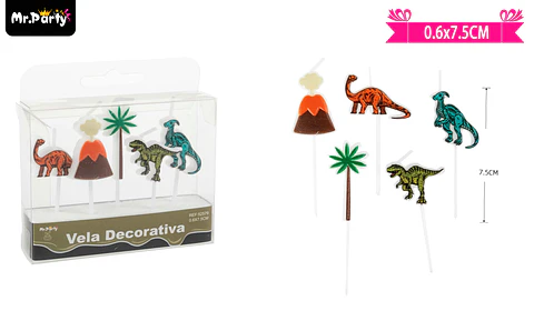 Velas de dinosaurios 7.5cm 5pcs