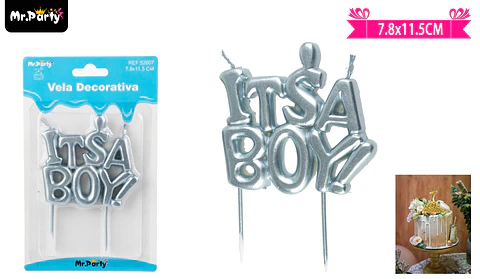 Vela celeste baby shower It's a boy 11.5cm