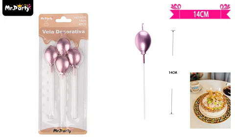 Velas de globos color champagne metálico 14cm 4pcs