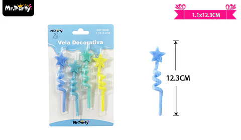 Velas espiral de estrella 12.3cm 4pcs