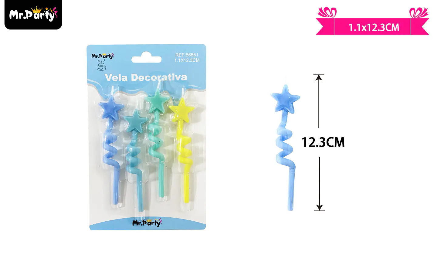 Velas espiral de estrella 12.3cm 4pcs 1