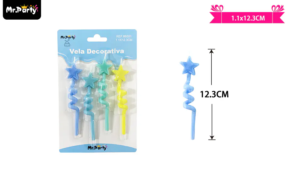 Velas espiral de estrella 12.3cm 4pcs 1