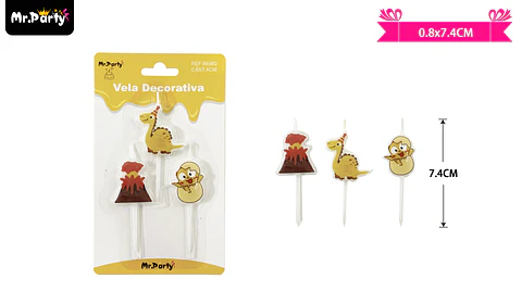 Velas de dinosaurios 7.4cm 3pcs