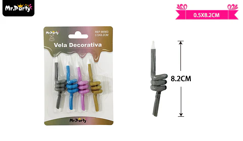 Velas espiral multicolor 8.2cm 4pcs