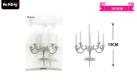 Velas candelabro plateado 5*19cm 5pcs