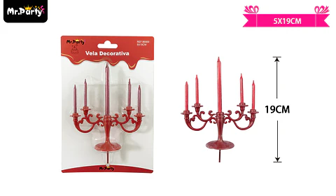 Velas candelabro rojo 5*19cm 5pcs