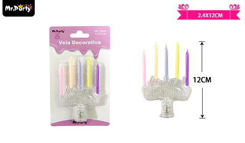 Velas candelabro feliz cumpleaños con luces 2.4*12cm