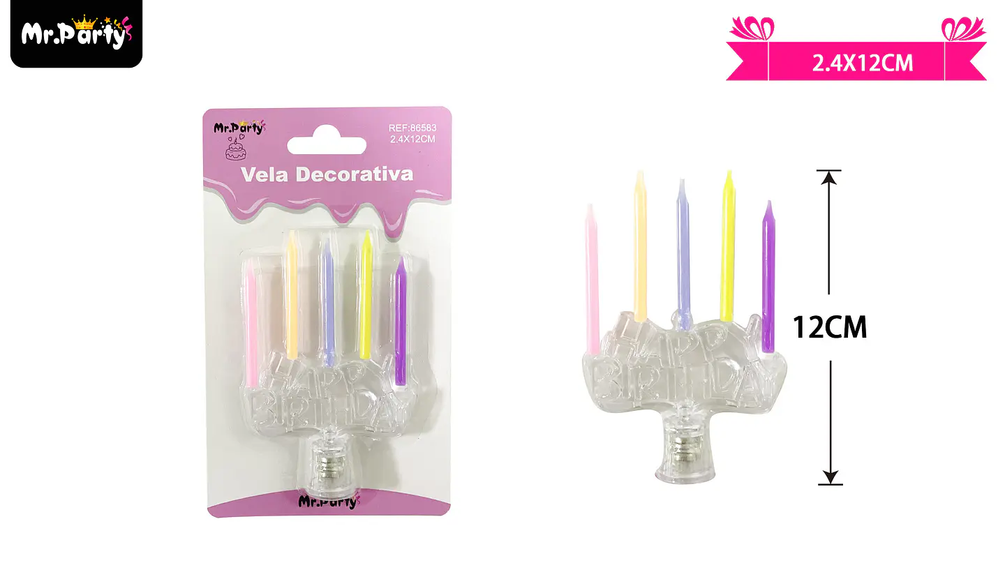 Velas candelabro feliz cumpleaños con luces 2.4*12cm 1