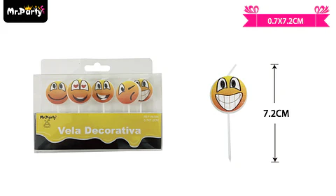 Velas de emoticonos 7.2cm 5pcs