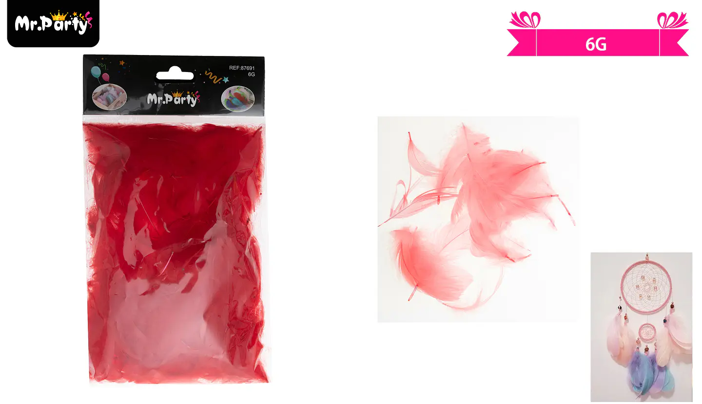 Plumas decorativas rojo 6g 1