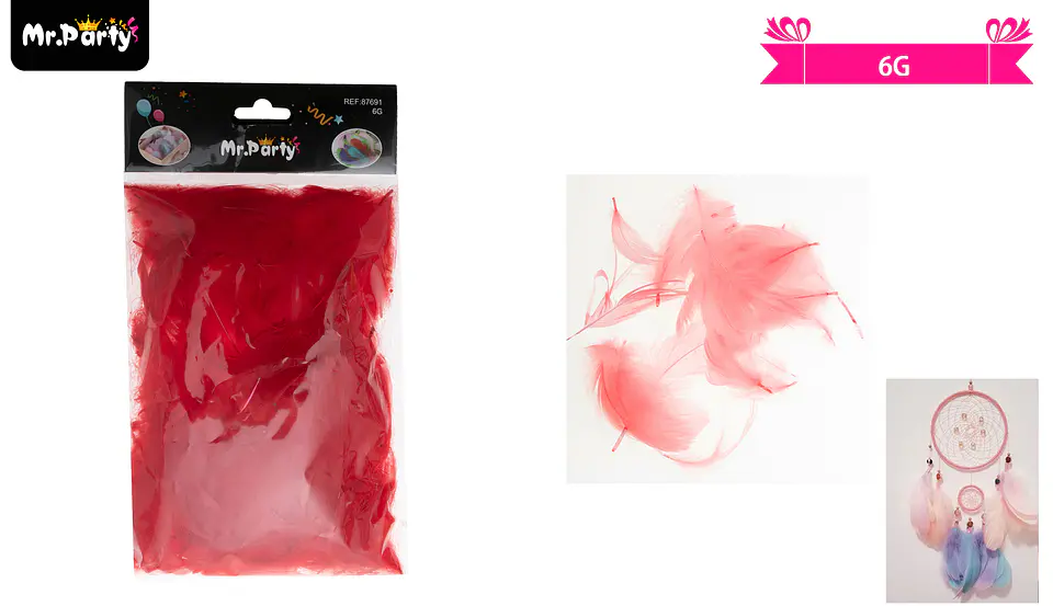 Plumas decorativas rojo 6g 1