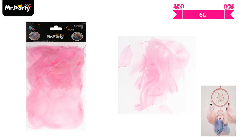 Plumas decorativas rosa 6g 1