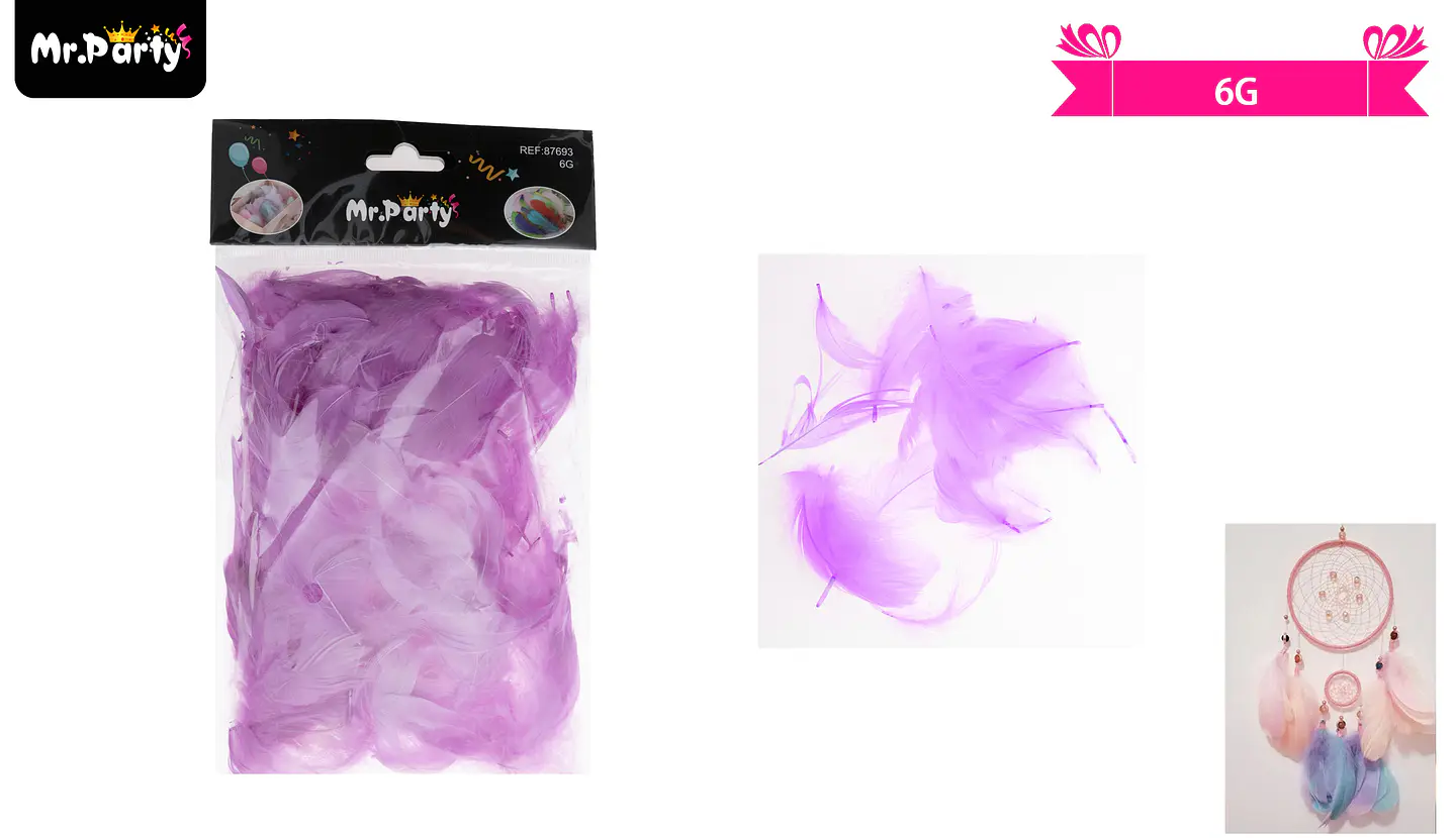 Plumas decorativas lila 6g 1