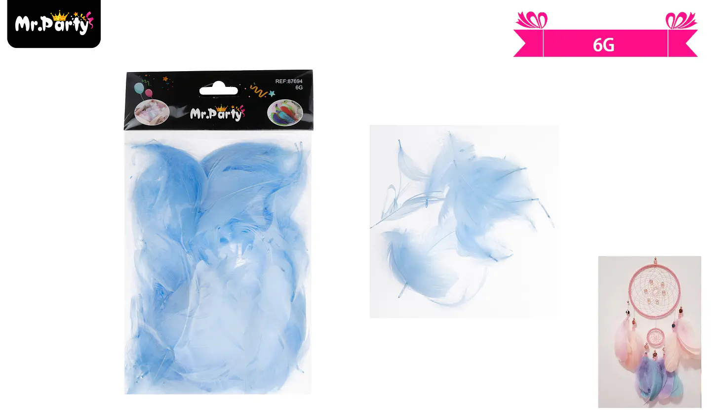 Plumas decorativas celeste 6g 1
