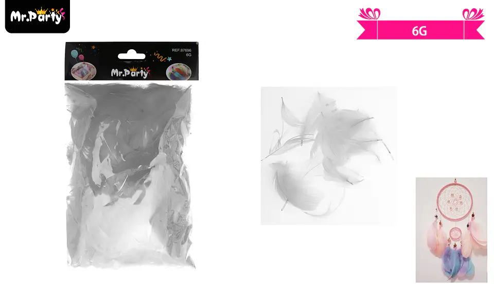 Plumas decorativas blanco 6g 1