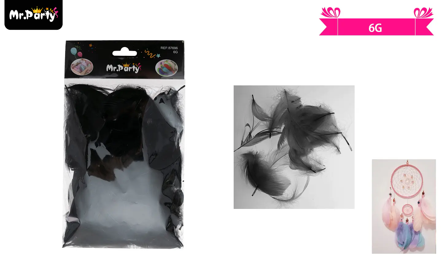 Plumas decorativas negro 6g 1