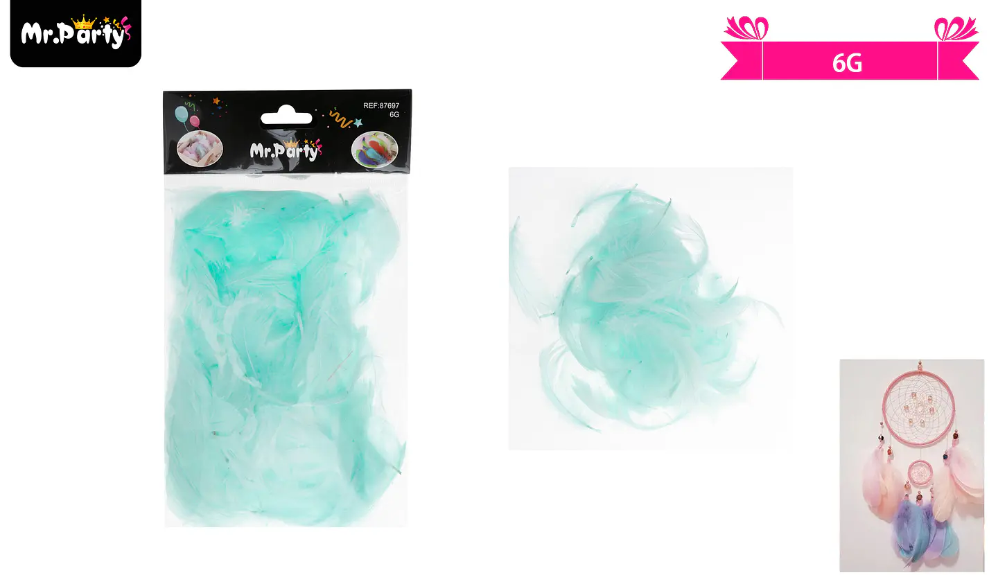 Plumas decorativas azul tiffany 6g 1
