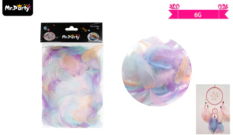 Plumas decorativas multicolor de pastel 6g